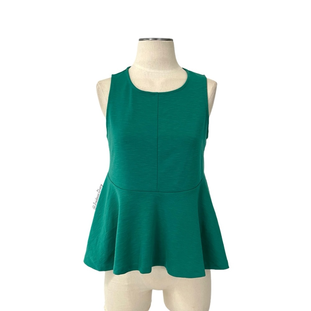 Anthropologie- Deletta Green Peplum Knit Top Small